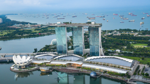 Charakterystyczne budynki w centrum Singapuru